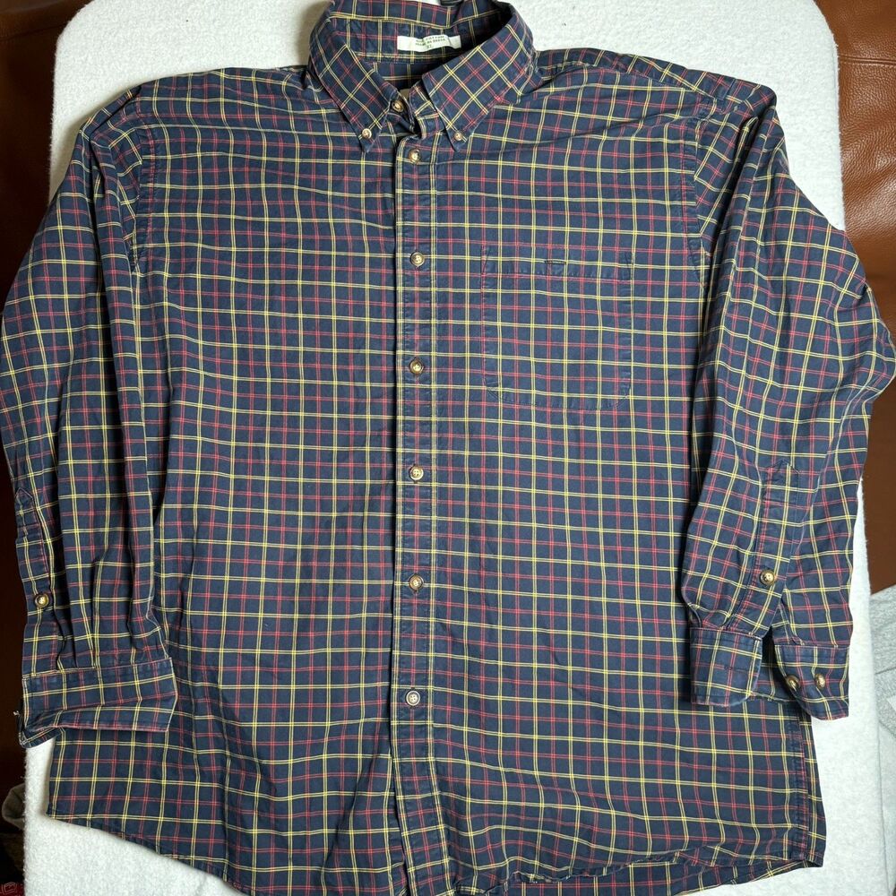 Orvis Men’s XL Blue Plaid Classic Fit Long Sleeve Button-Up Shirt Pockets